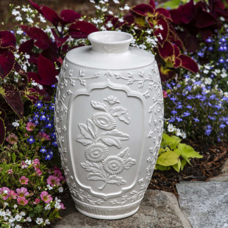 Chinese open vase in leaves